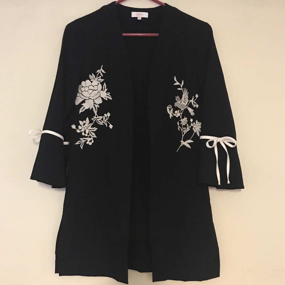 Candies Black & White Embroidered Cardigan